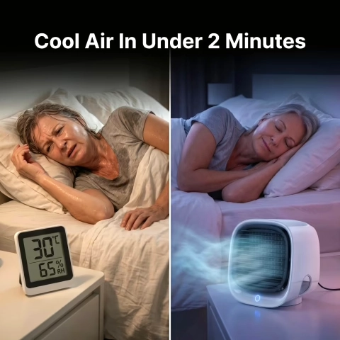 Rafraîchisseur d'air AiraBreeze – design compact, portable et silencieux pour appartement et bureau