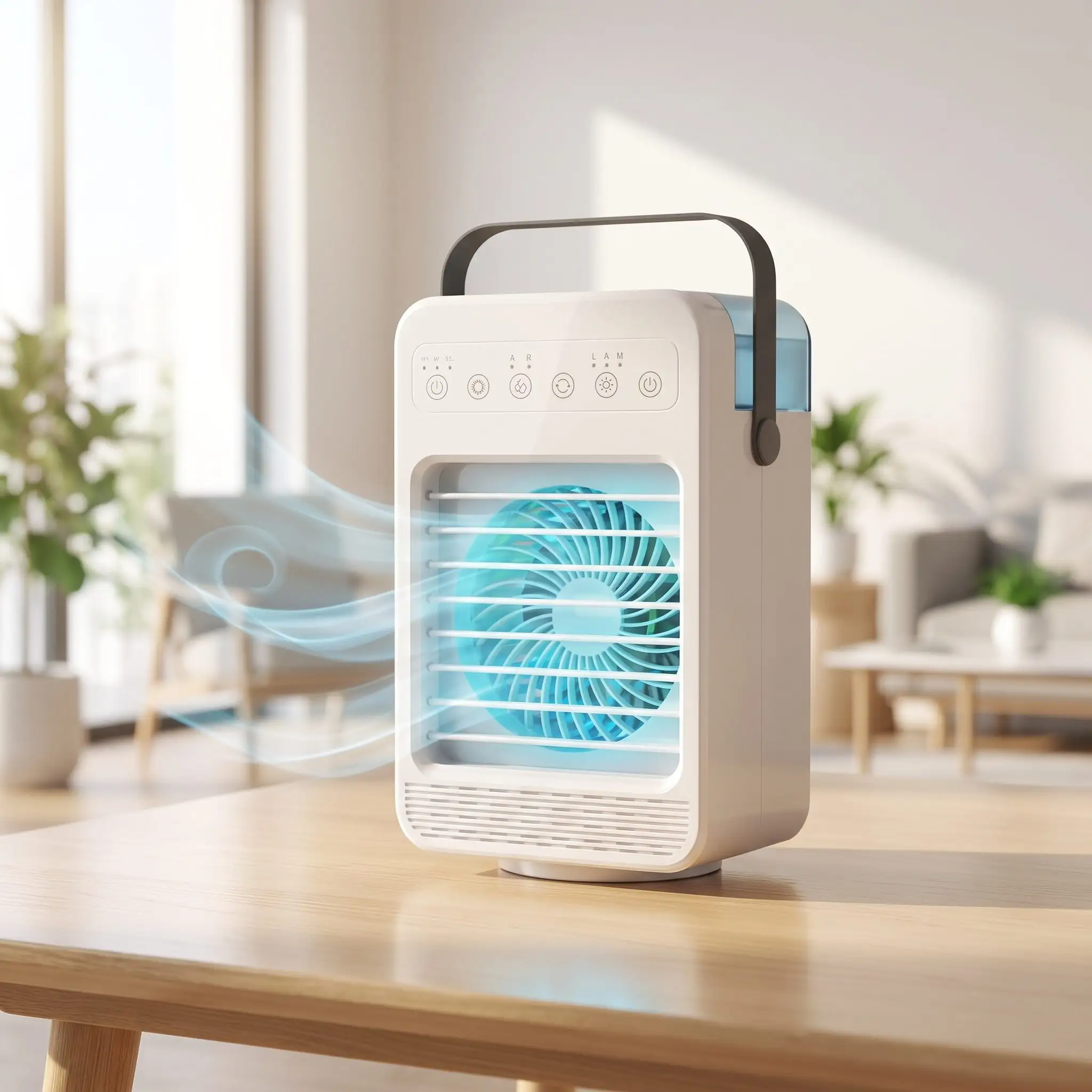 Rafraîchisseur d'air CoolJet utilisé dans un bureau à domicile chaud
