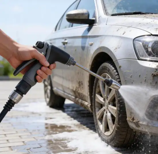 Nettoyage de véhicule avec la buse haute pression Jetterix – nettoyer voiture et pneus avec un tuyau d'arrosage